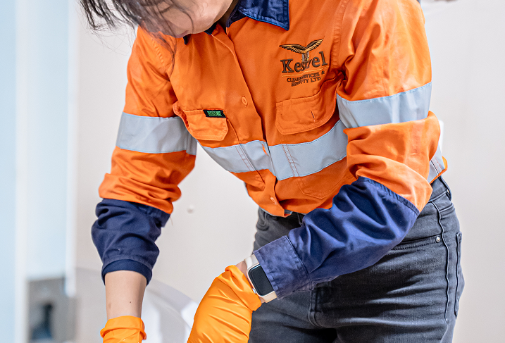 Kestrel Cleaning Services team member conducting a cleaning quality control check